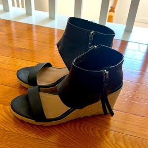 Black Espadrille Sandal with side Zipper